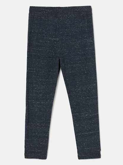 Jockey Boy's Super Combed Cotton Rich Solid Joggers with Side Pockets and Ribbed Cuff Hem Blue Snow Melange