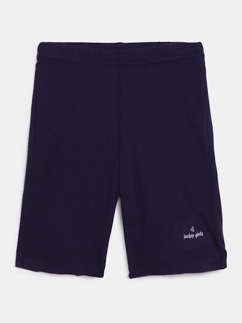 Jockey Girl's Super Combed Cotton Elastane Stretch Shorties with Ultrasoft Waistband - Classic Navy