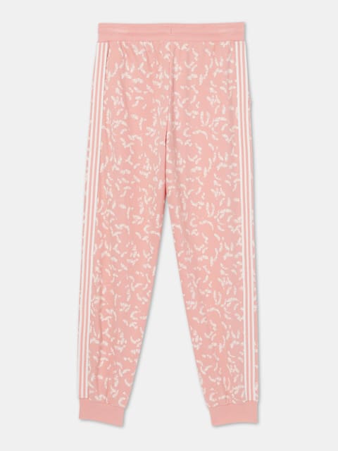 Jockey Girl's Super Combed Cotton French Terry Fabric Printed Slim Fit Joggers with Side Pockets - Coral Cloud Aop