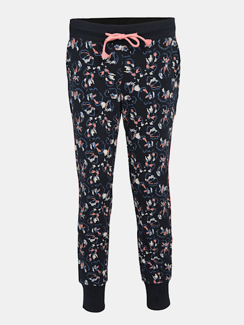 Jockey Girl's Super Combed Cotton French Terry Fabric Printed Slim Fit Joggers with Side Pockets - Navy Printed