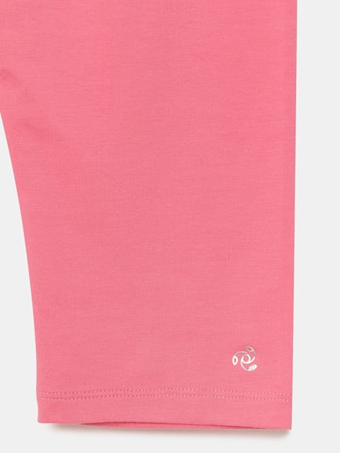 Jockey Girl's Super Combed Cotton Elastane Stretch Slim Fit Three Quarter Leggings - Pink Carnation