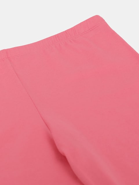 Jockey Girl's Super Combed Cotton Elastane Stretch Slim Fit Three Quarter Leggings - Pink Carnation