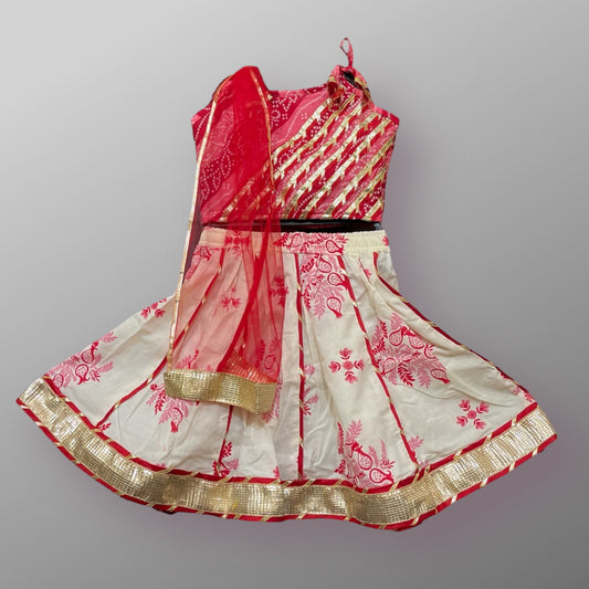 red and Pink colour lehenga for girl