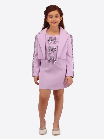 Purple Color Baby Girls Above Knee Party Dress-Cute Cumber
