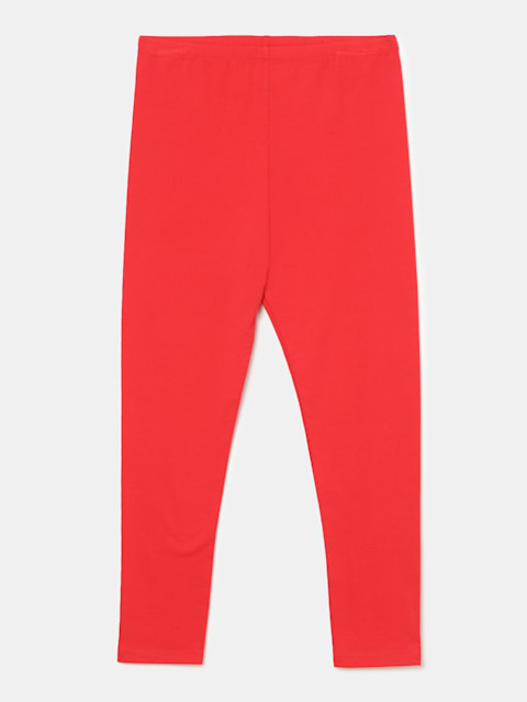 Jockey Girl's Super Combed Cotton Elastane Stretch Slim Fit Leggings - Rio Red