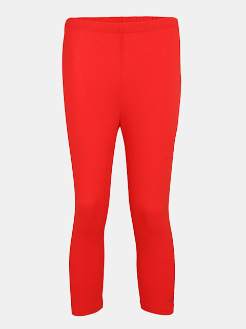 Jockey Girl's Super Combed Cotton Elastane Stretch Slim Fit Three Quarter Leggings - Rio Red