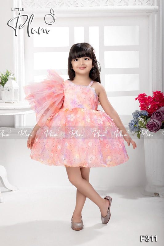 Lavender off sholder Party frock with 3D flowers