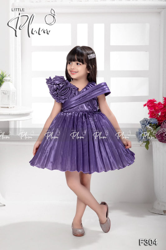 Lavender Off sholder Party Gown with flowers