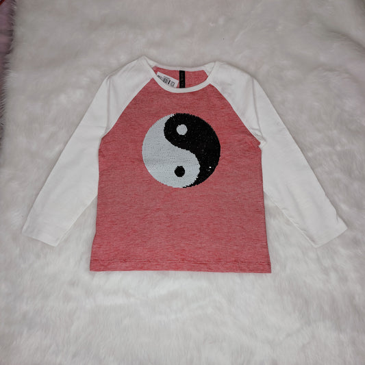 yin yang & basketball print pink t-shirt