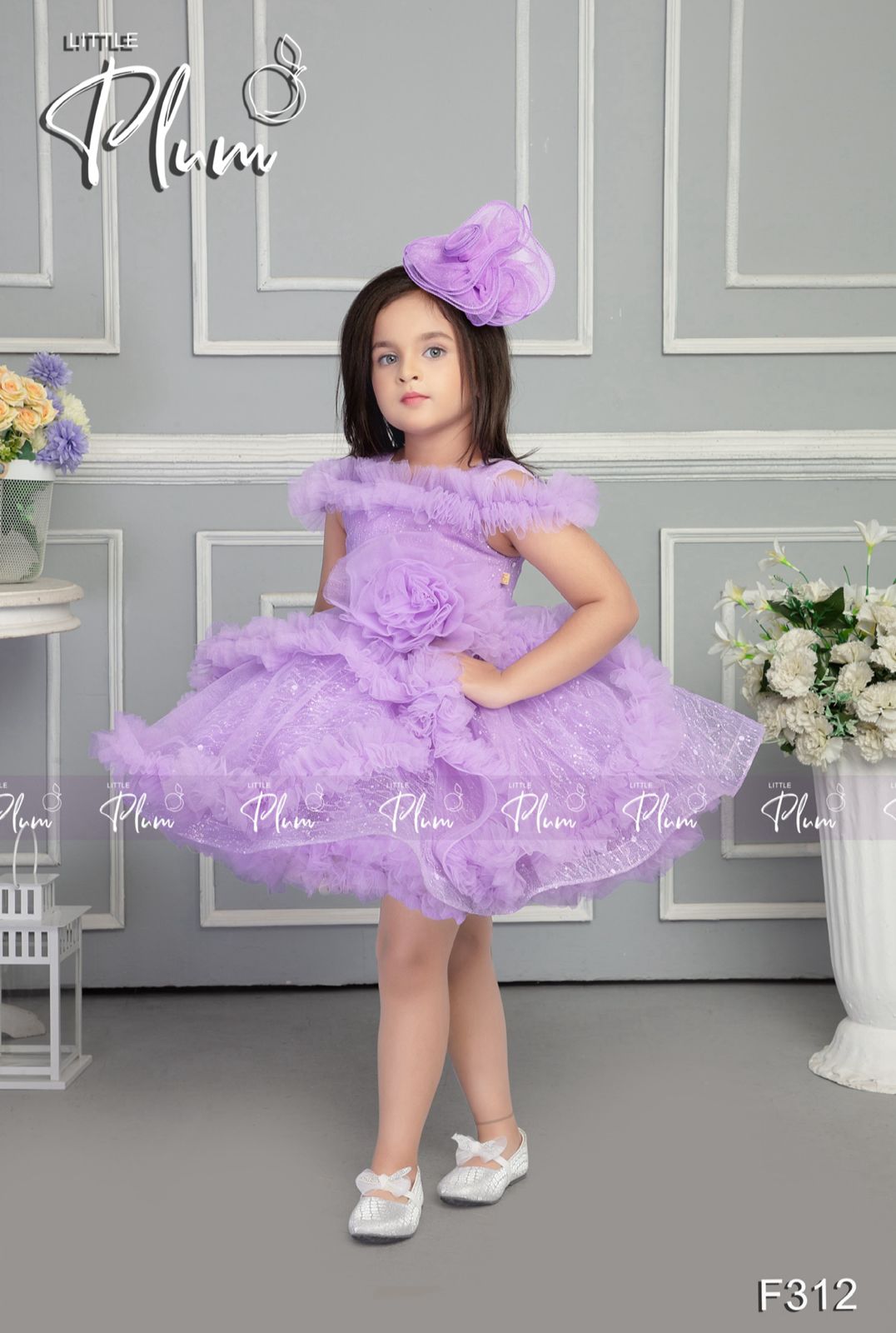 Lavendar frill sholder Party frock