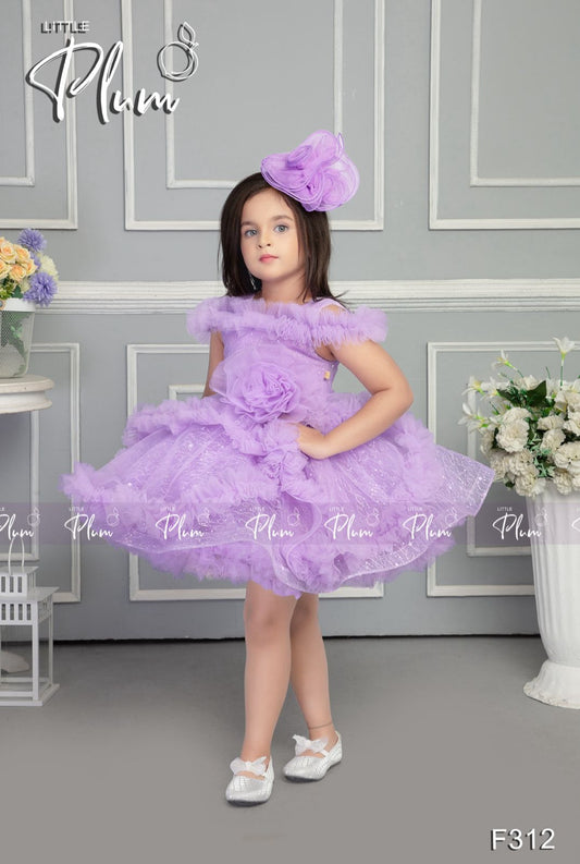 Lavendar frill sholder Party frock