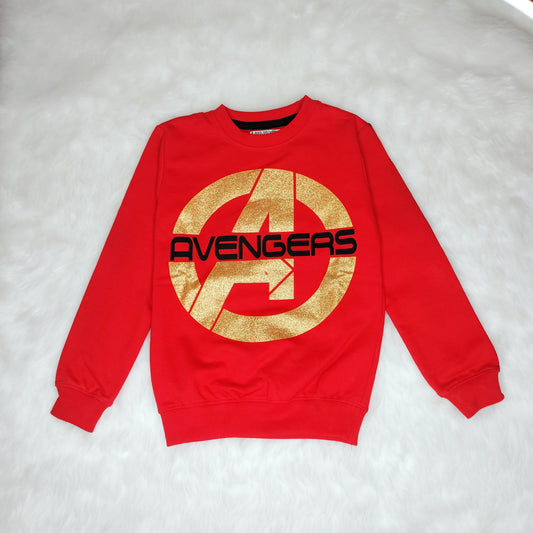 Stylish Red T-Shirt with Gold Avenger Logo Print