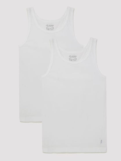 Jockey Boy's Super Combed Cotton Round Neck Sleeveless Vest - White