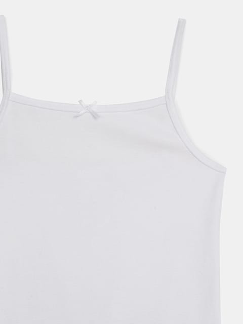 Jockey Girl's Super Combed Cotton Rib Fabric Camisole with Regular Straps - White