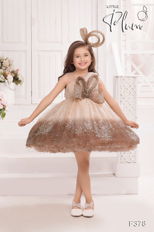 Sleeveless Coffee Color Frock with Bow design