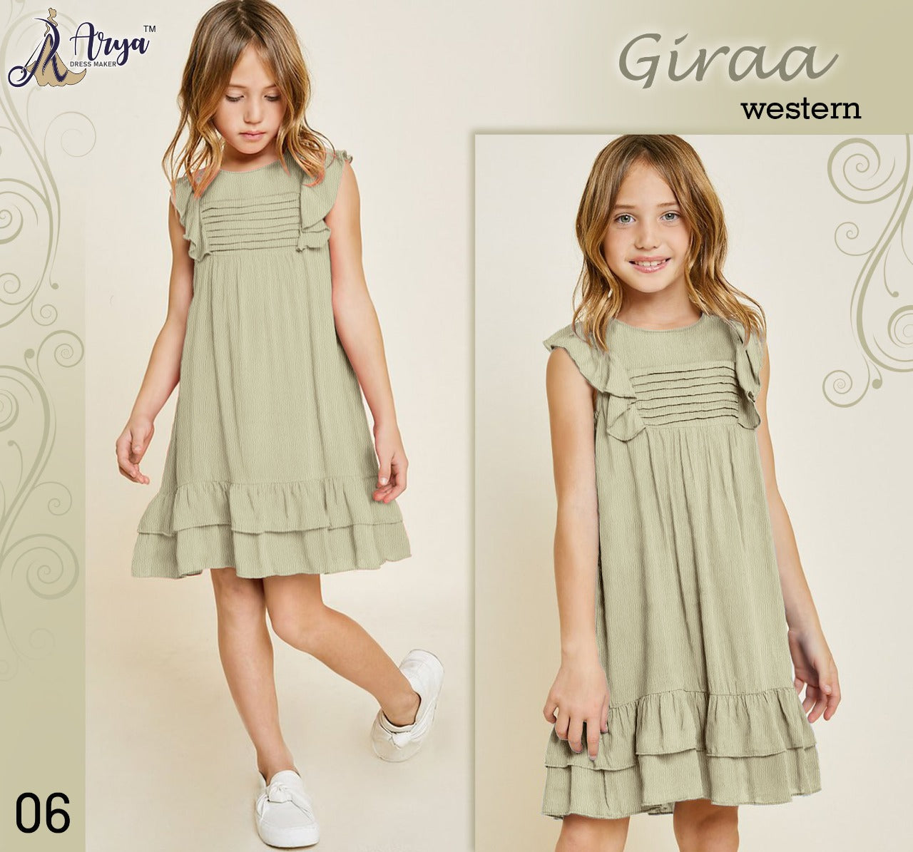 Girls frill sleeve midi dress Grey