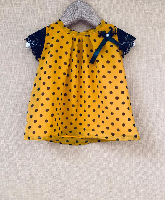 Polka Dots Printed Sleeveless Top- Mustard