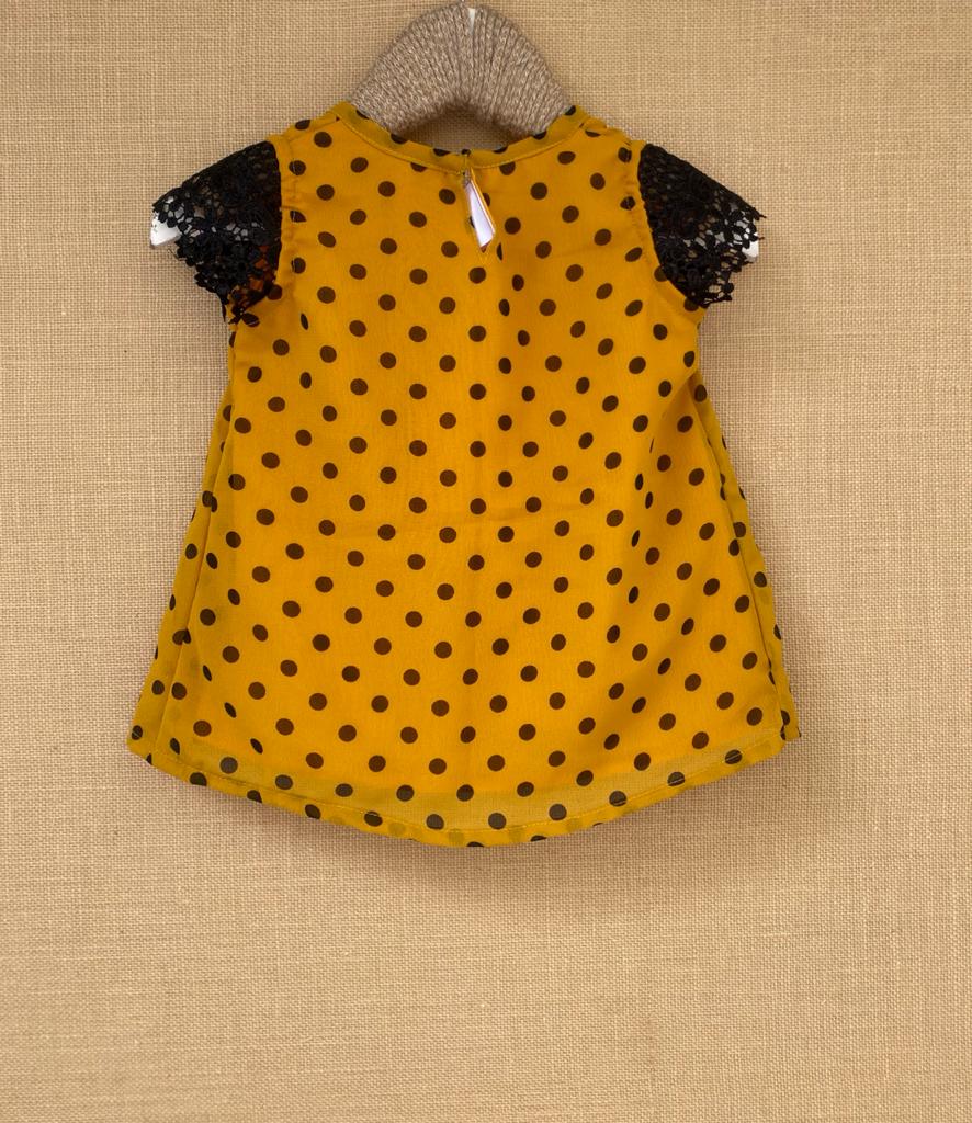 Polka Dots Printed Sleeveless Top- Mustard