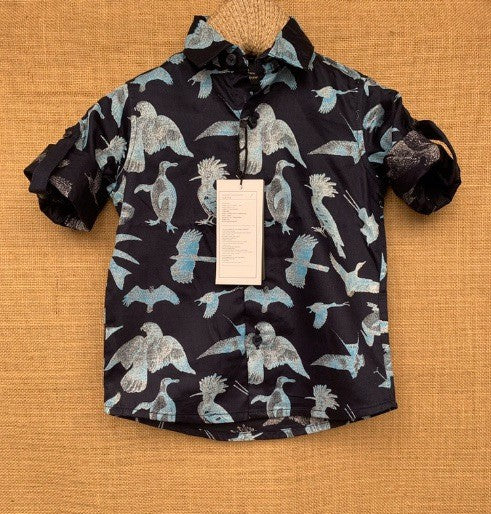 Blue Printed Full Sleeves Cotton Shirt for Boys