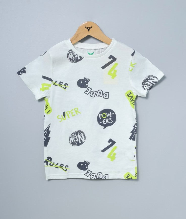 Boys  White printed T-shirt