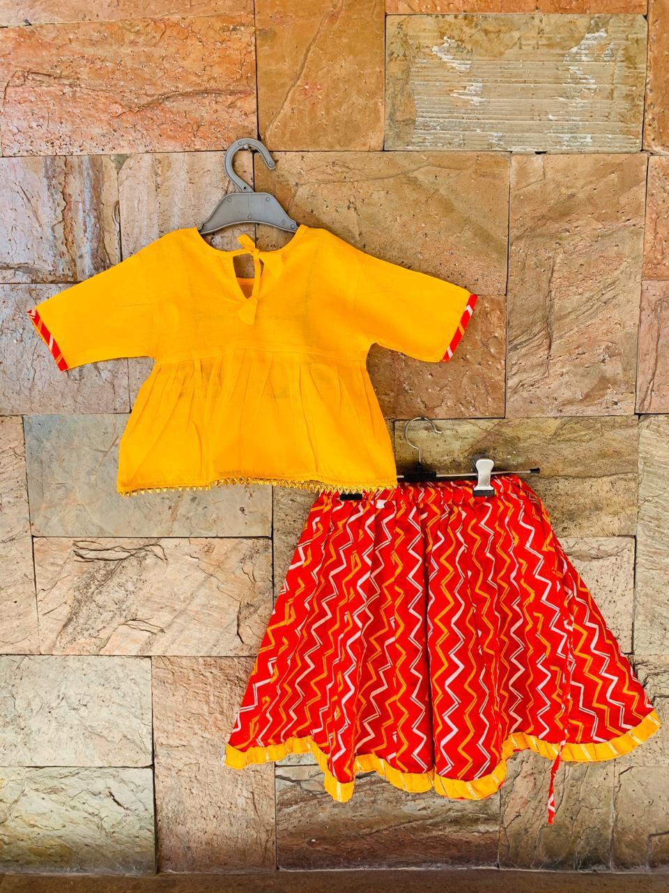 Lehenga Set for Girls yellow Red