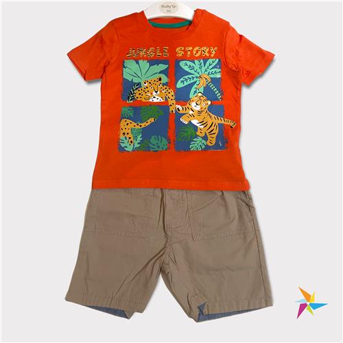 Boys T-shirt shorts set jungle story Orange