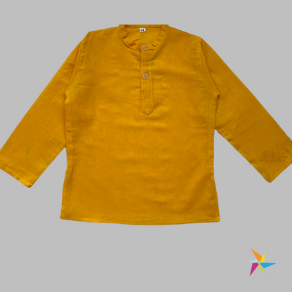 Boys yellow kurta and white pajama set