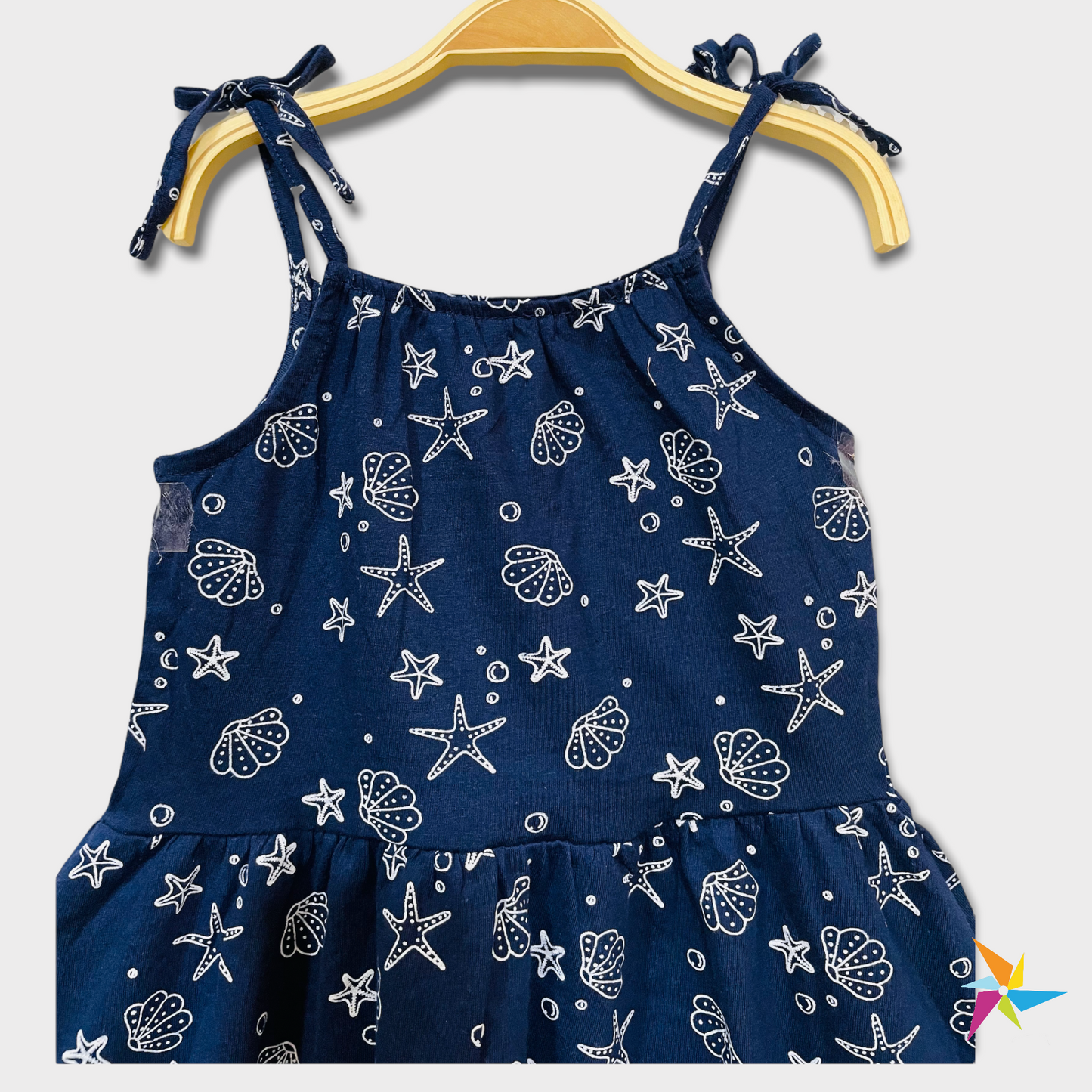 Girls noodle strap Blue printed frock