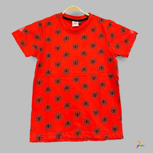 Boys Spider print T-shirt Red