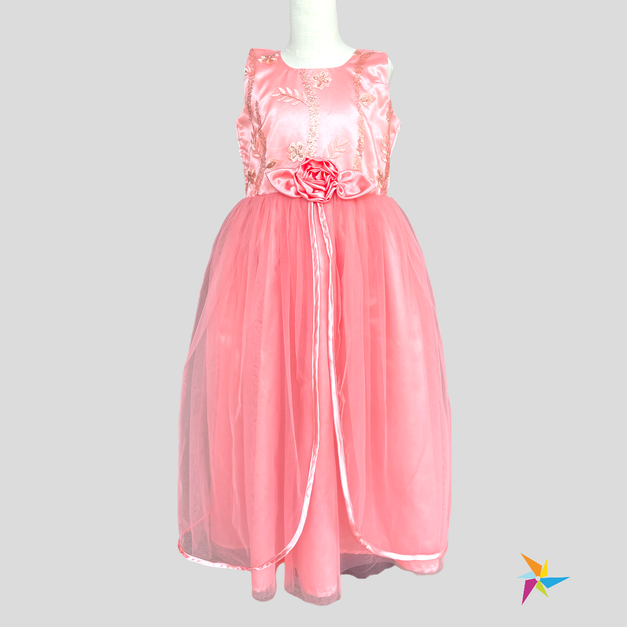 Peach net party frock