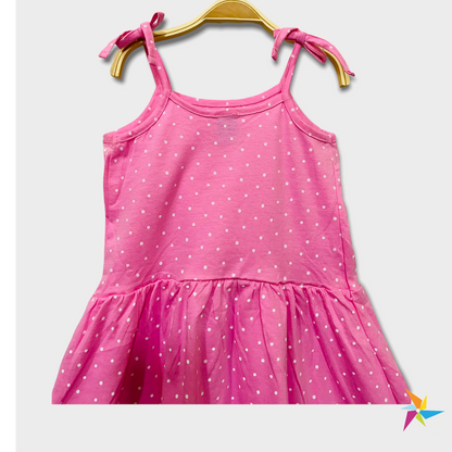 Girls noodle strap PINK polka dot frock