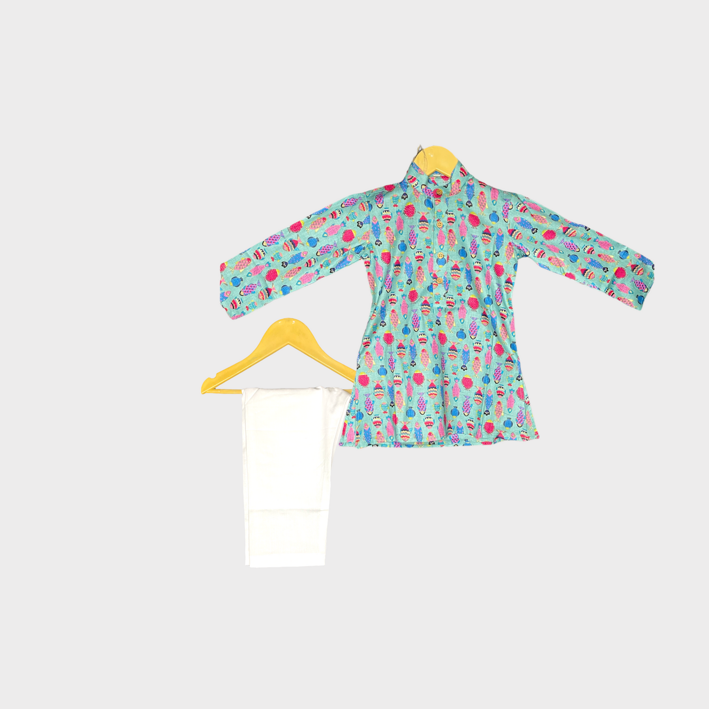 Under the Sea Adventure: Fish Print Kids Kurta Pajama