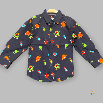 Boys bug print full sleeve shirt Navy Blue