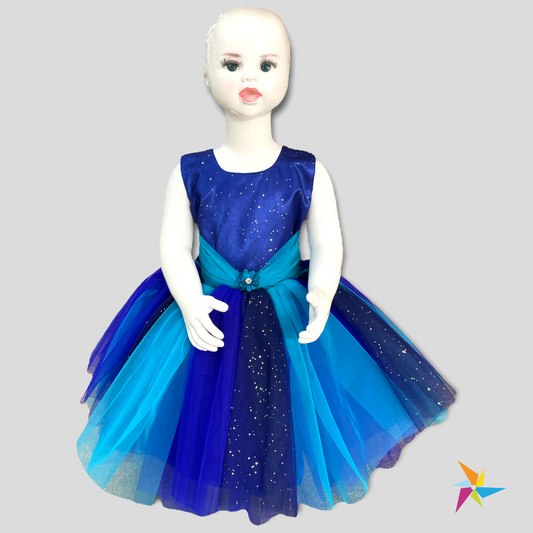 Peacock blue party frock