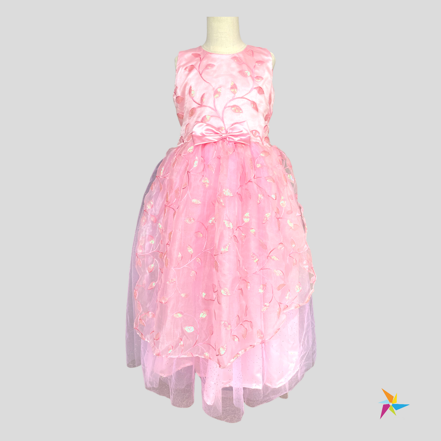 Pink organza net party wear frock