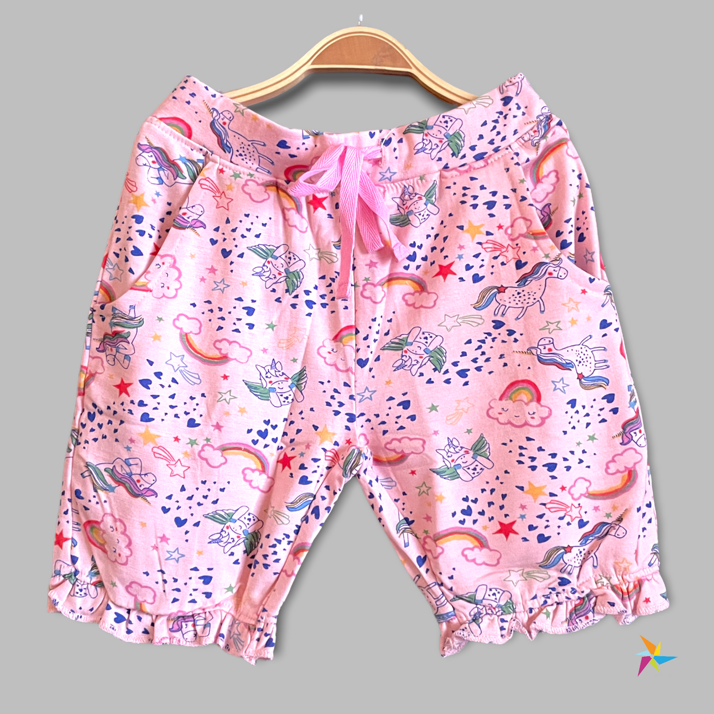 Girls shorts Unicorn print Pink