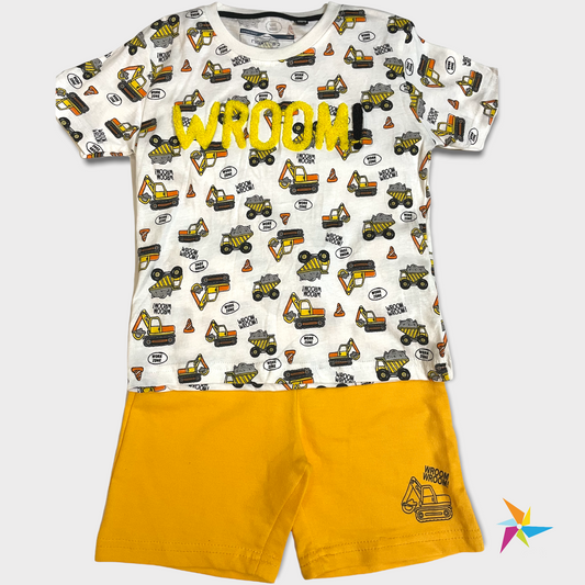 Boys WROOM T-shirt-shorts set Yellow