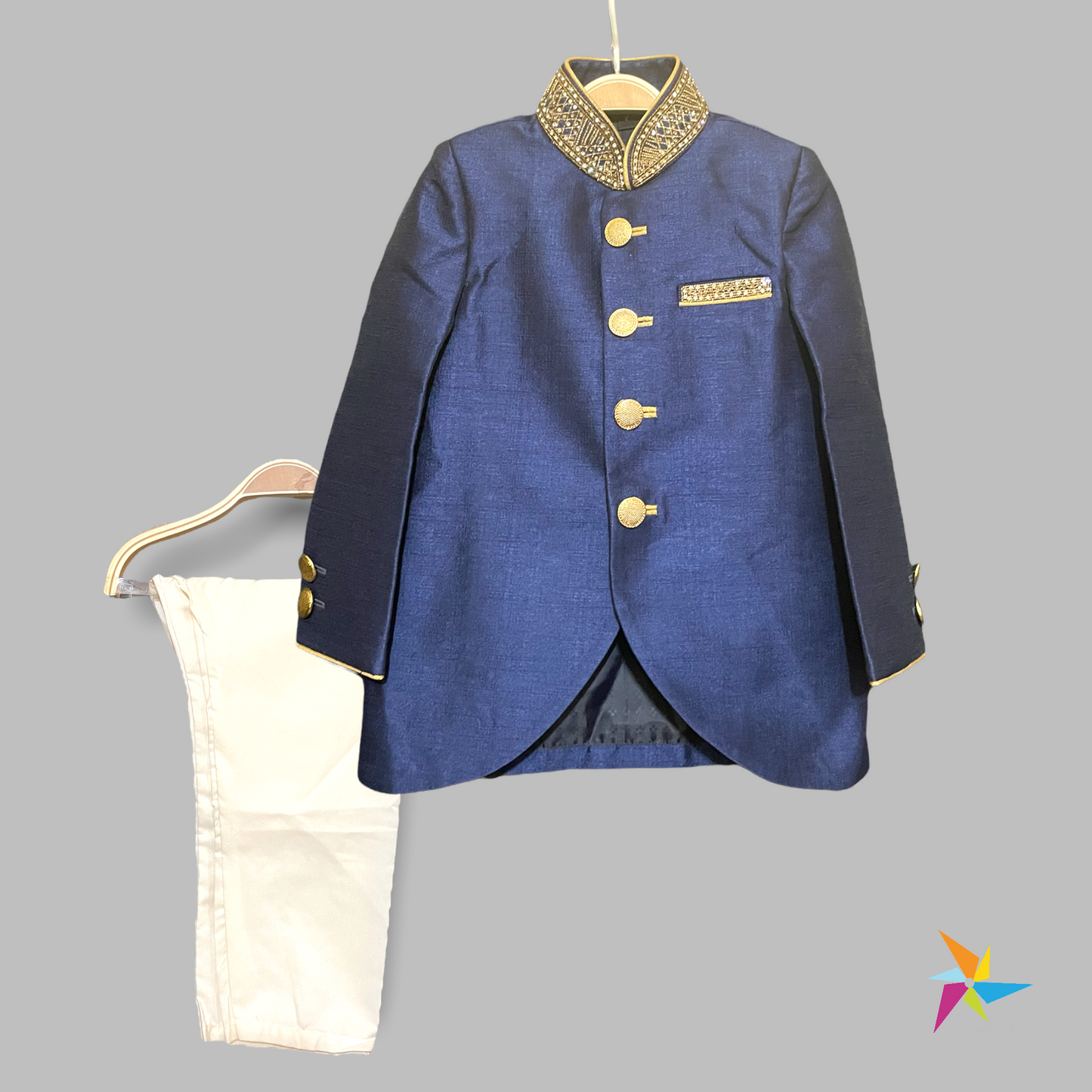 Boys party wear Sherwani Blue Color.