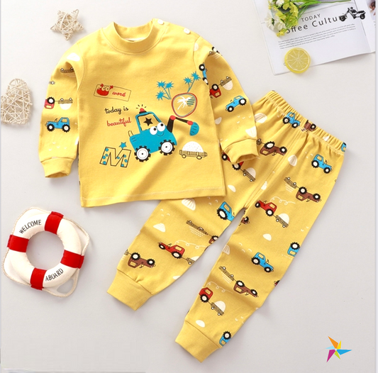 Boys Car print full sleeves cotton set