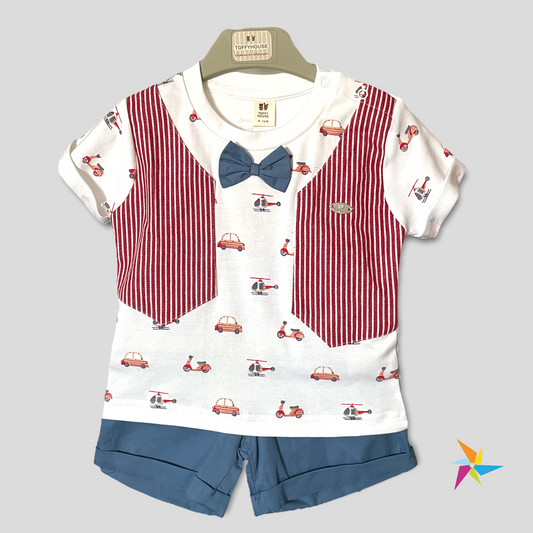 ToffyHouse boys car-scooter print T-shirt set