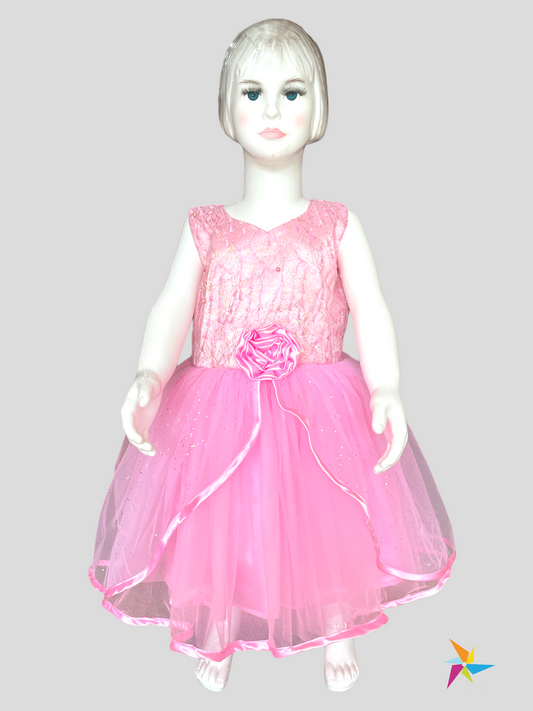 Pink party net frock Girls