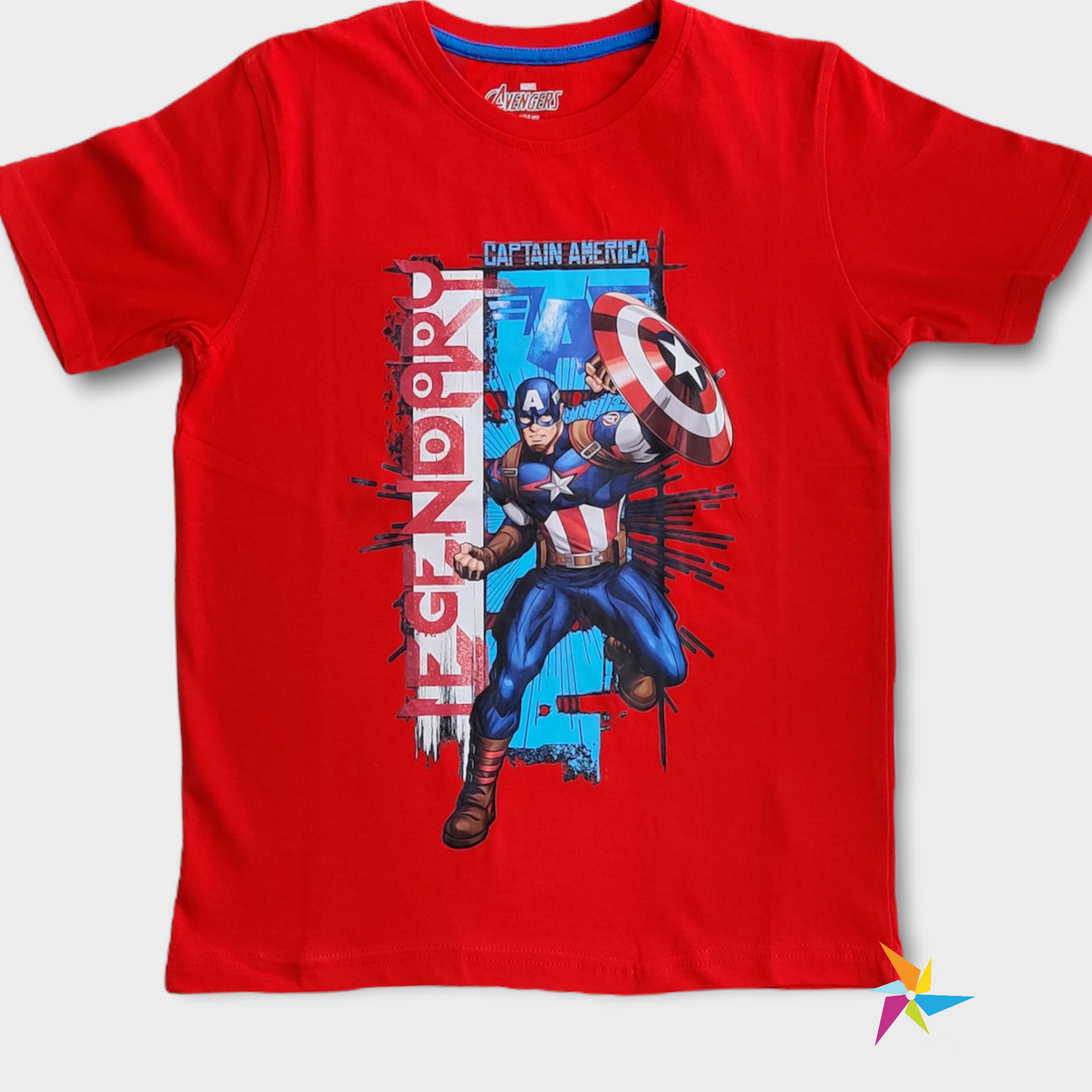 Boys Tshirt with Captain America logo Red