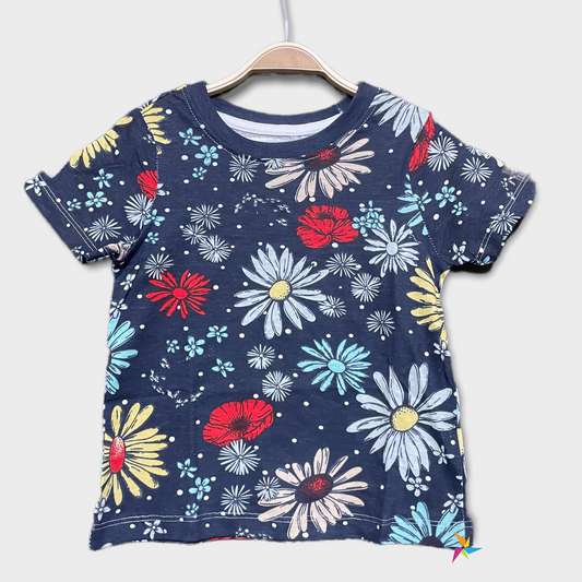 Boys flower print T-shirt, Navy blue color