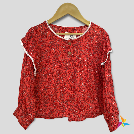 Girls full sleeve Red floral top