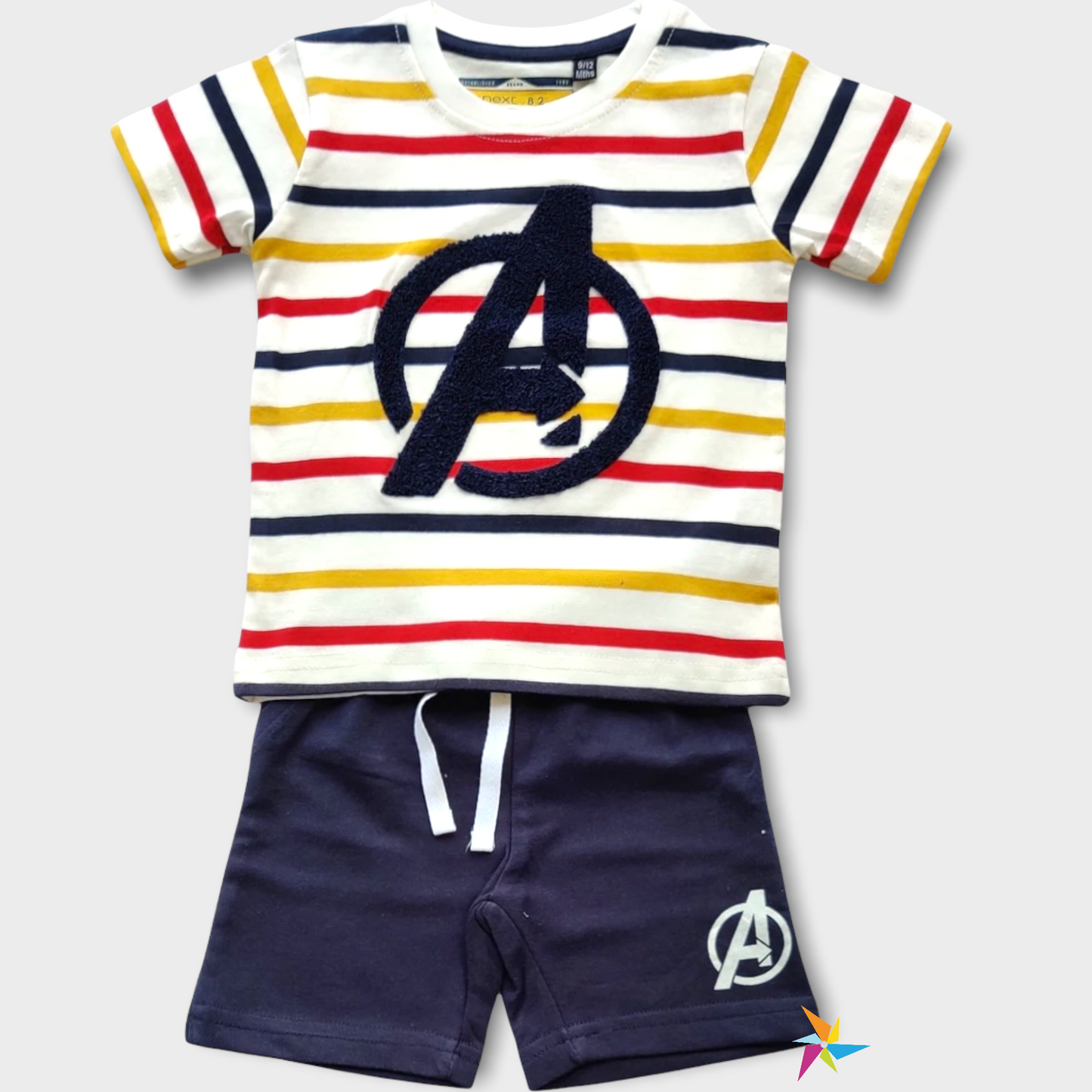 Boys T-shirt shorts set stripe design A sign - Pattern 2