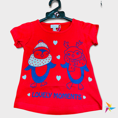 Girls lovely moments red t-shirt set