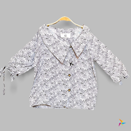 Girls collar Top with buttons White