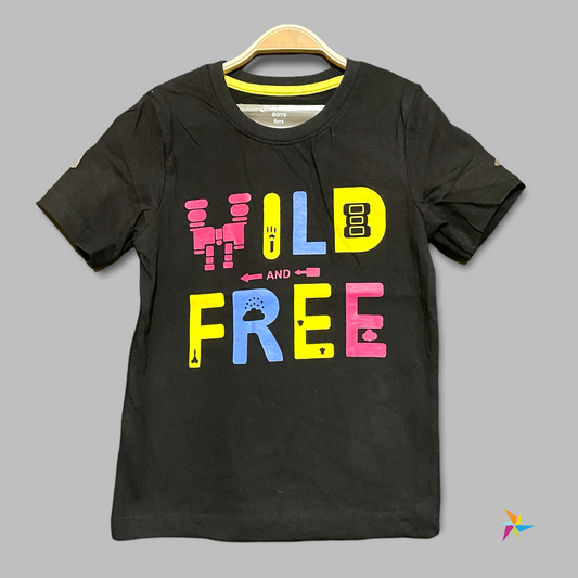 Boys T-shirt Black Wildfree print