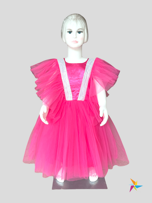 Girls Pink frill party frock