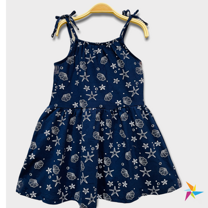 Girls noodle strap Blue printed frock